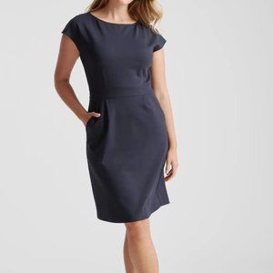 Navy blue, Quince, Ultra-Stretch Ponte Cap Sleeve Dress, Size XS, like new